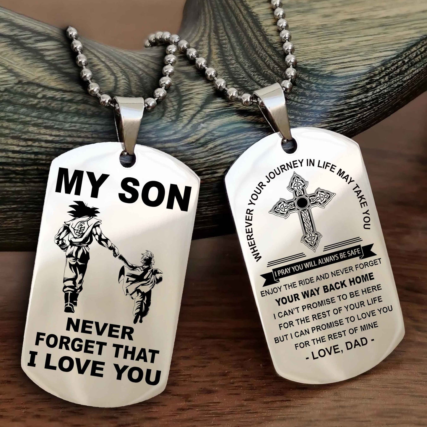 Knight Templar Cross Double Sided Dog Tag To My Son Never Forget That I Love You - Gift For Son Never Forget Your Way Back Home