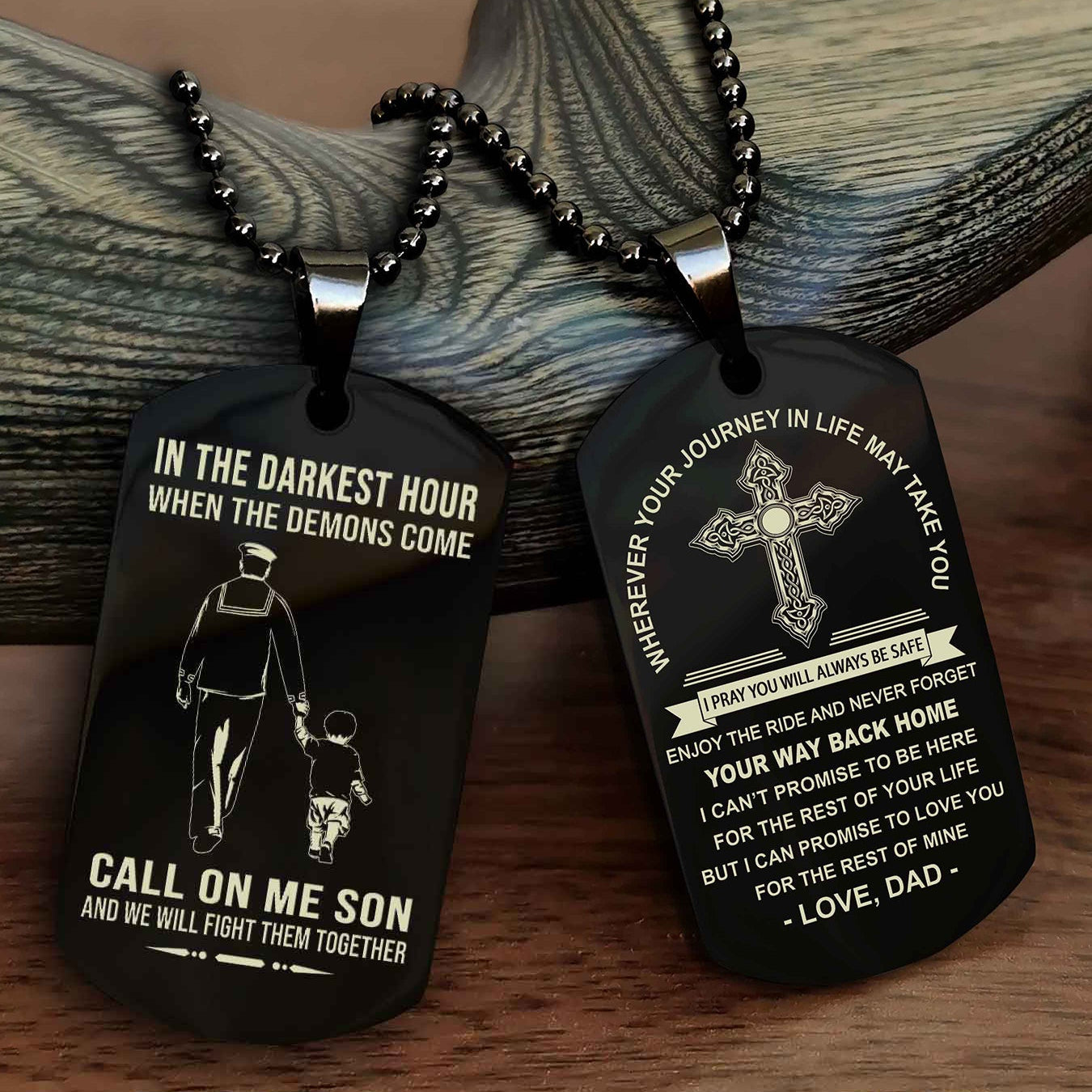 Knight Templar Double Sided Cross Dog Tag Call On Me Son - Gift For Son From Dad Your Way Back Home