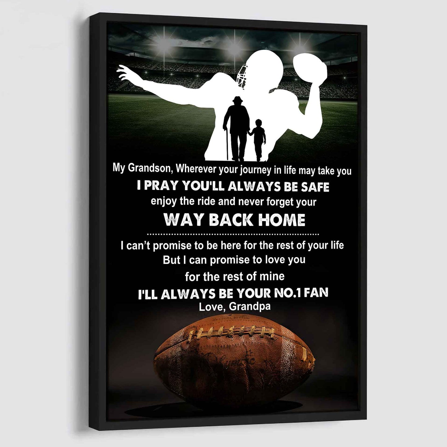 Tennis Poster Canvas Grandpa To Grandson - Never Forget Your Way Back Home I Will Always Your No 1 Fan