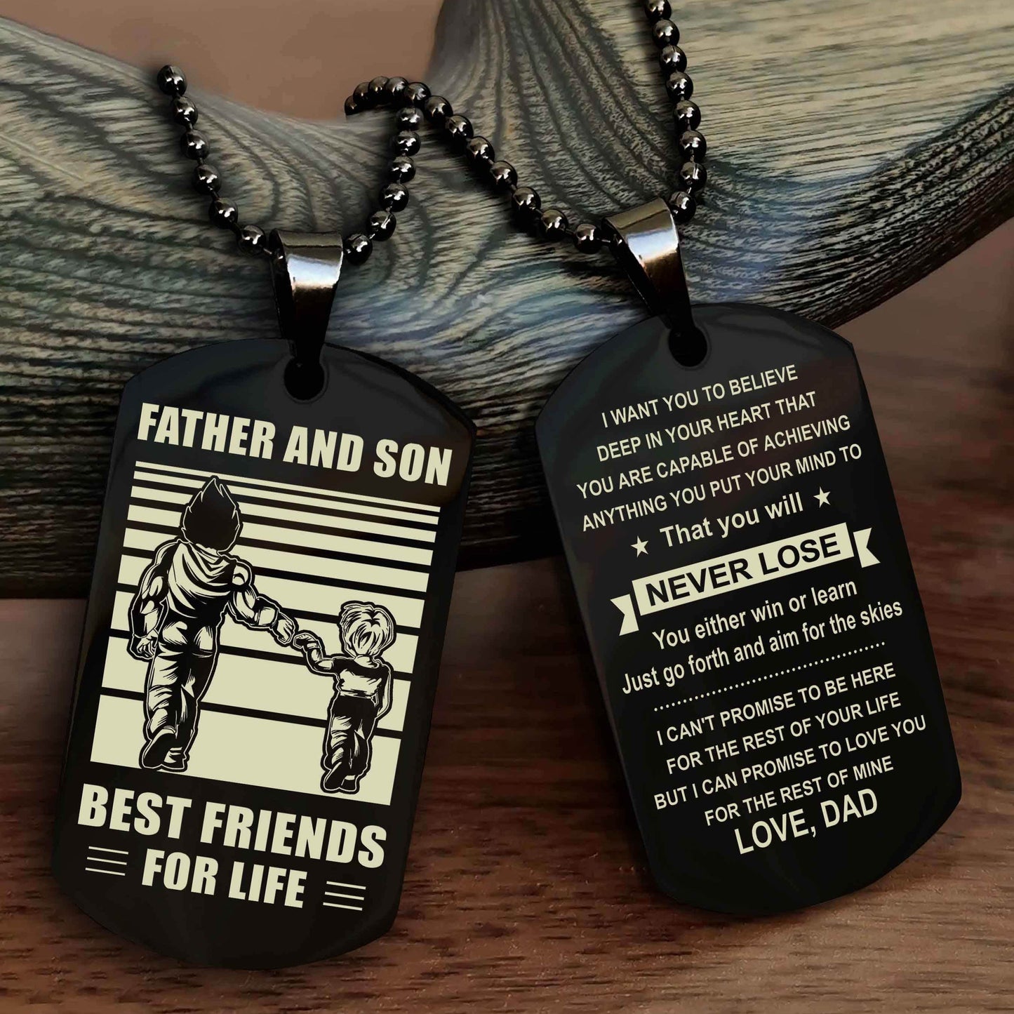 Viking Personalized Double Sided Dog Tag Silver To My Son I Love You - You Will Never Lose You Either Win Or Learn From Dad To Son