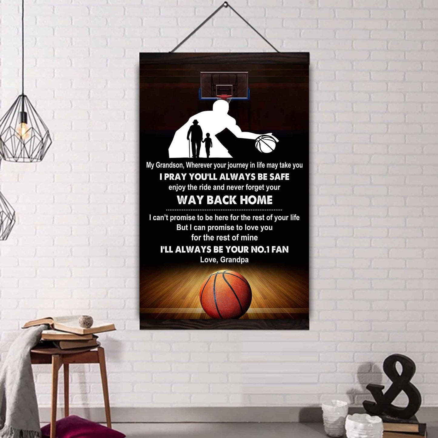 American Football Poster Canvas Grandpa To Grandson - Never Forget Your Way Back Home I Will Always Your No 1 Fan