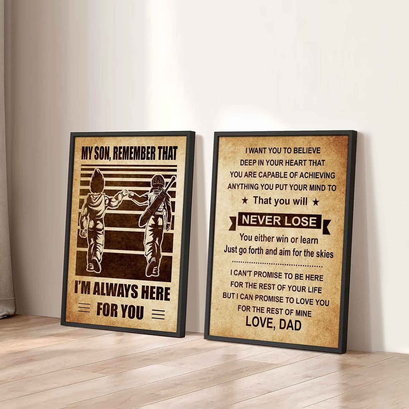 Combo 2 DRB Poster Canvas My Son Remember That - You Will Never Lose You Either Win Or Learn