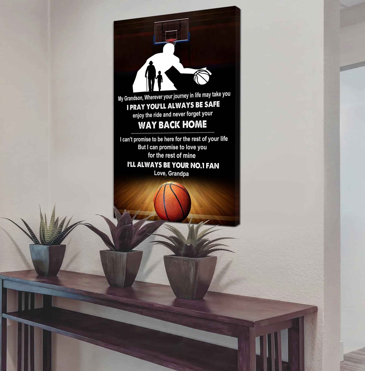 American Football Poster Canvas Grandpa To Grandson - Never Forget Your Way Back Home I Will Always Your No 1 Fan