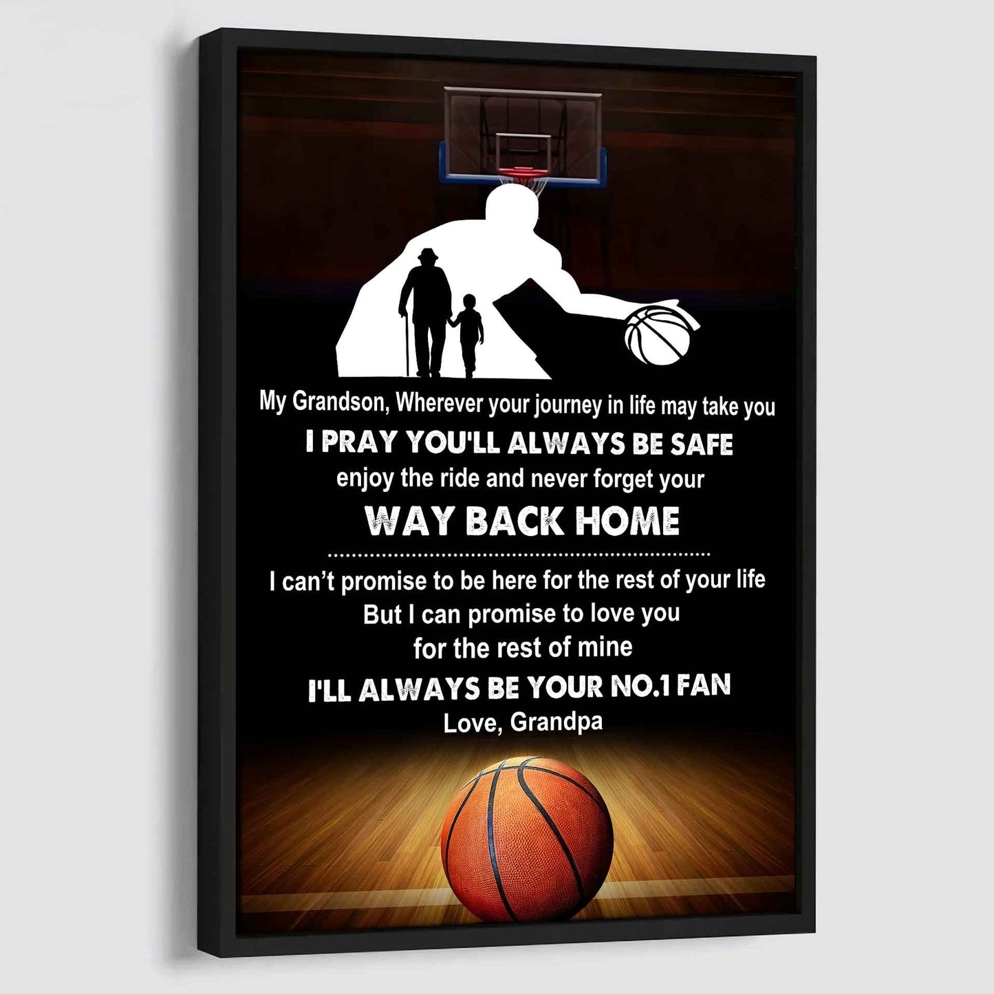 American Football Poster Canvas Grandpa To Grandson - Never Forget Your Way Back Home I Will Always Your No 1 Fan