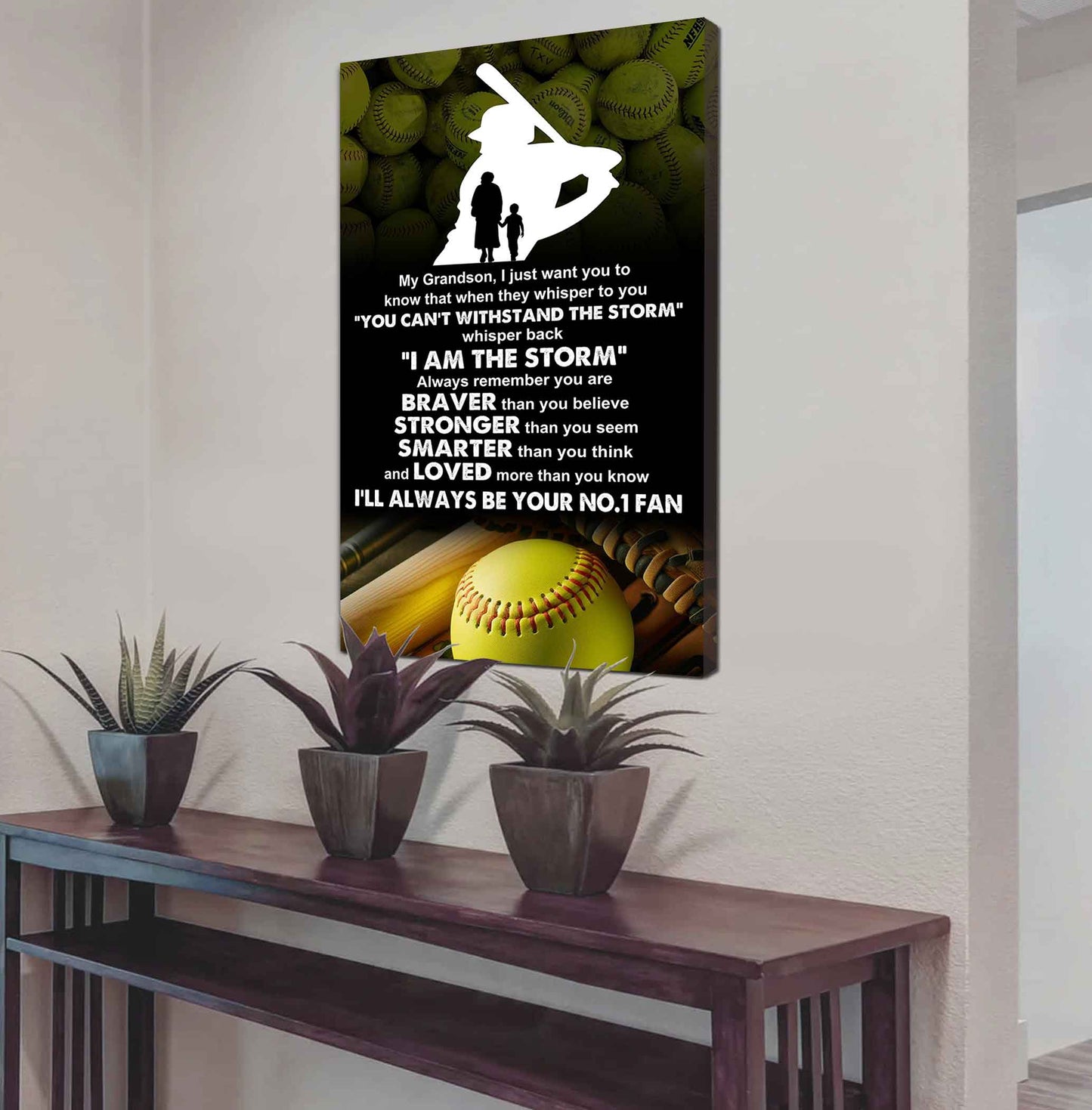 American Football Poster Canvas Grandma To Grandson - Whisper Back I Am The Storm I Will Always Your No 1 Fan