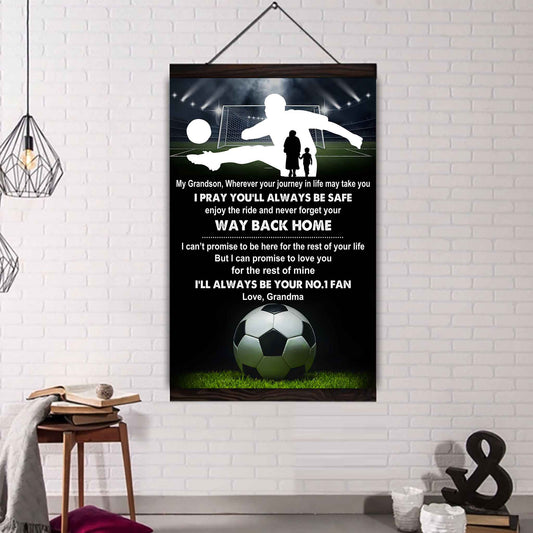 Sport Basketball Poster Canvas Grandma To Grandson - Never Forget Your Way Back Home I Will Always Your No 1 Fan