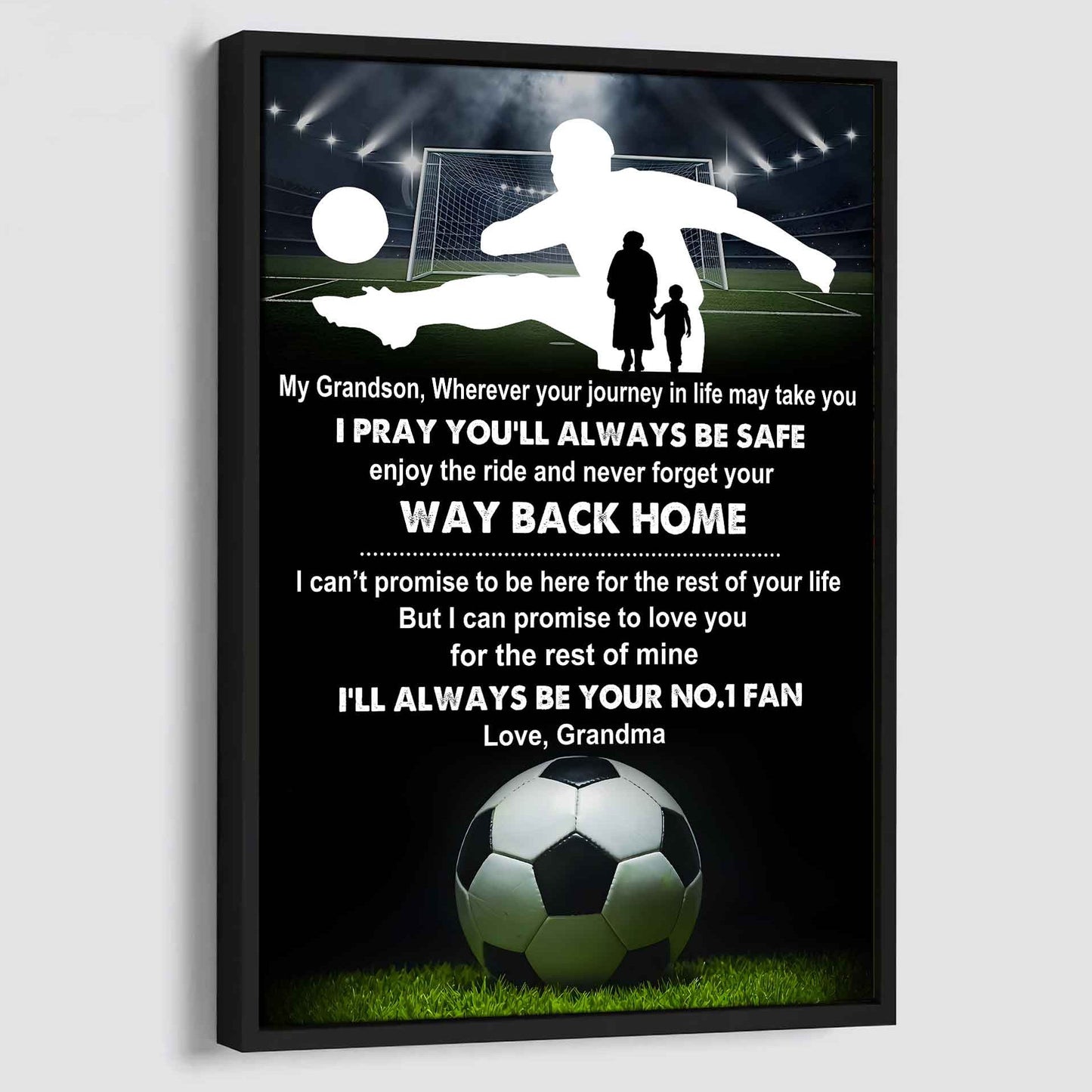 American Football Poster Canvas Grandma To Grandson - Never Forget Your Way Back Home I Will Always Your No 1 Fan
