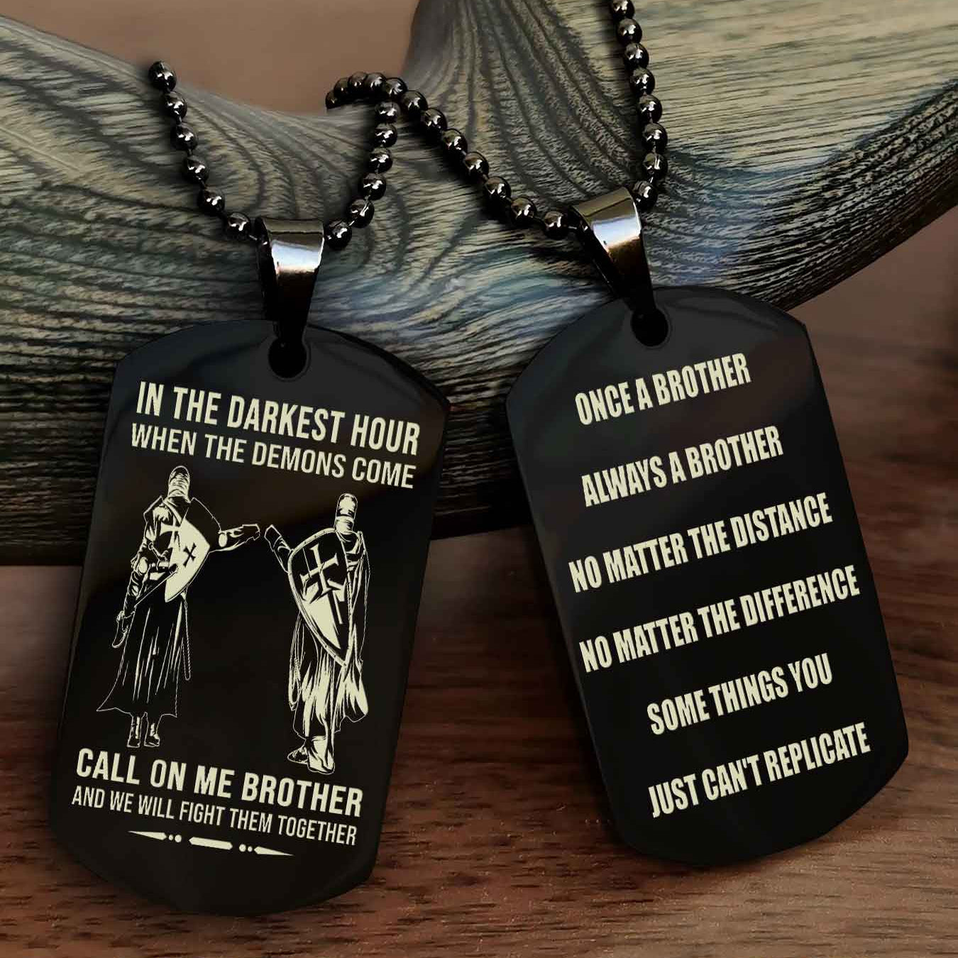 Knight Templar Customizable engraved dog tag double sided gift from brother Once A Brother Always A Brother