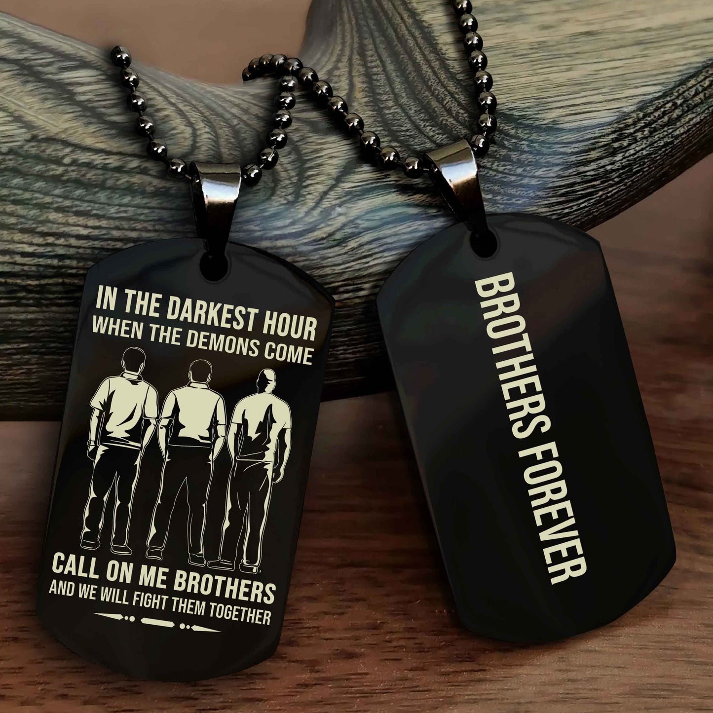 Knight Templar Customizable engraved black dog tag double sided gift from brother, brother forevers