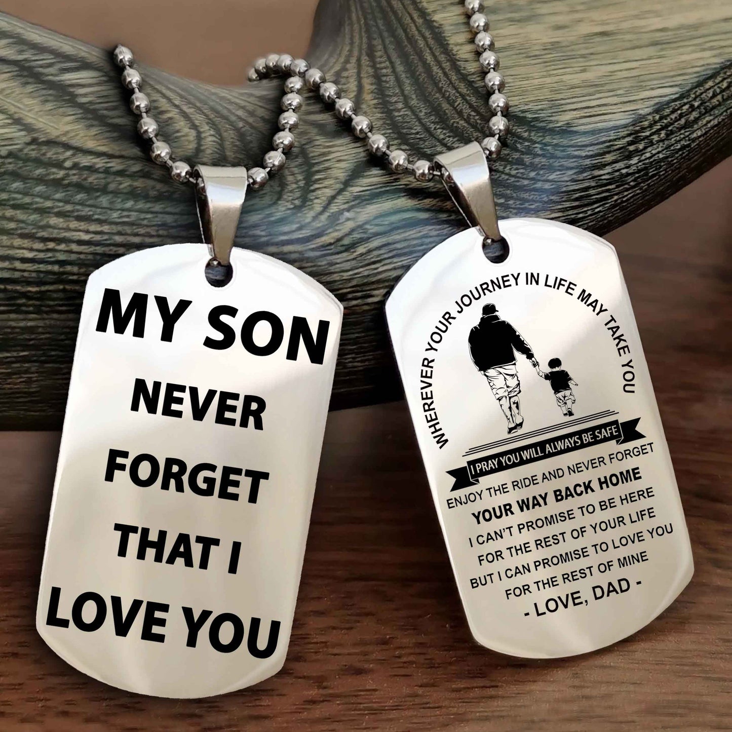 Knight Templar Double Sided Dog Tag To My Son Never Forget That I Love You - Gift For Son Never Forget Your Way Back Home