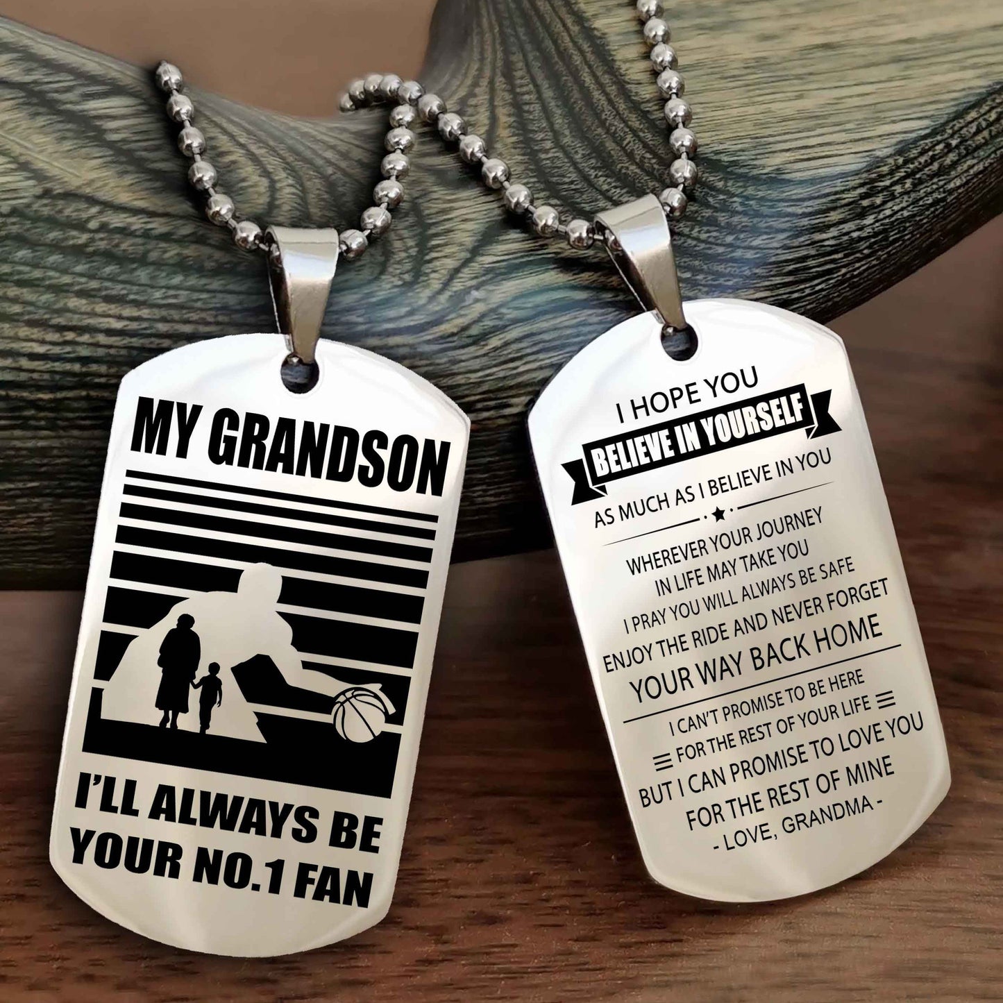 Sport Baseball Personalized Double Sided Dog Tag Granma To Grandson I Will Always Be Your No 1 Fan - Never Forget Your Way Back Home I Belive In You