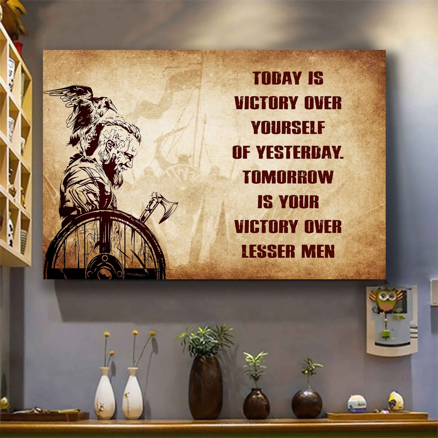 Spartan Poster Canvas Today Is Victory Over Yourself Of Yesterday Best Gift With Motivation Quotes