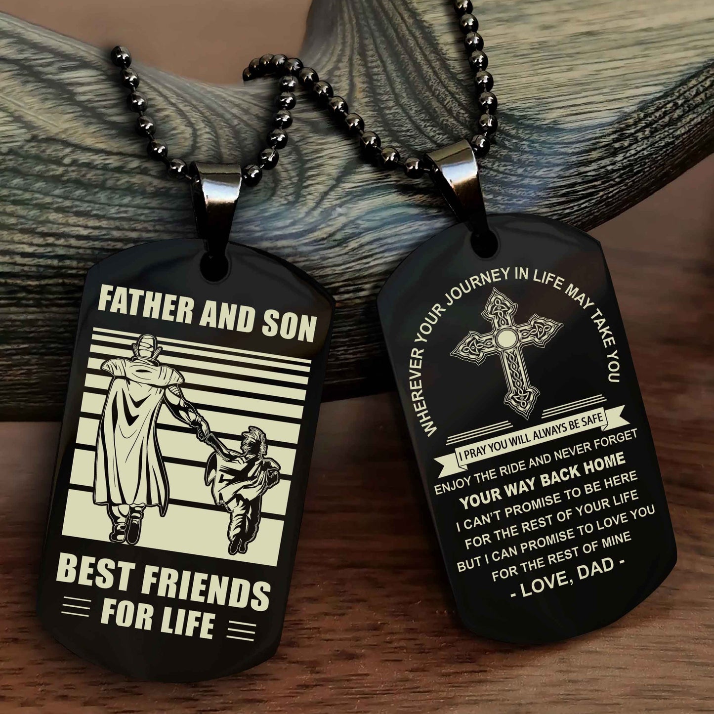 Knight Templar Cross Double Sided Dog Tag Father And Son Best Friend For Life - Gift For Son Never Forget Your Way Back Home