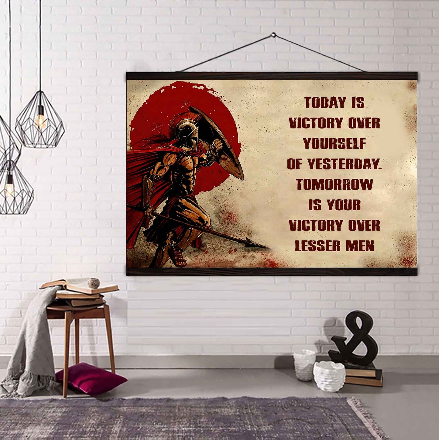 Spartan Poster Canvas Today Is Victory Over Yourself Of Yesterday Best Gift With Motivation Quotes