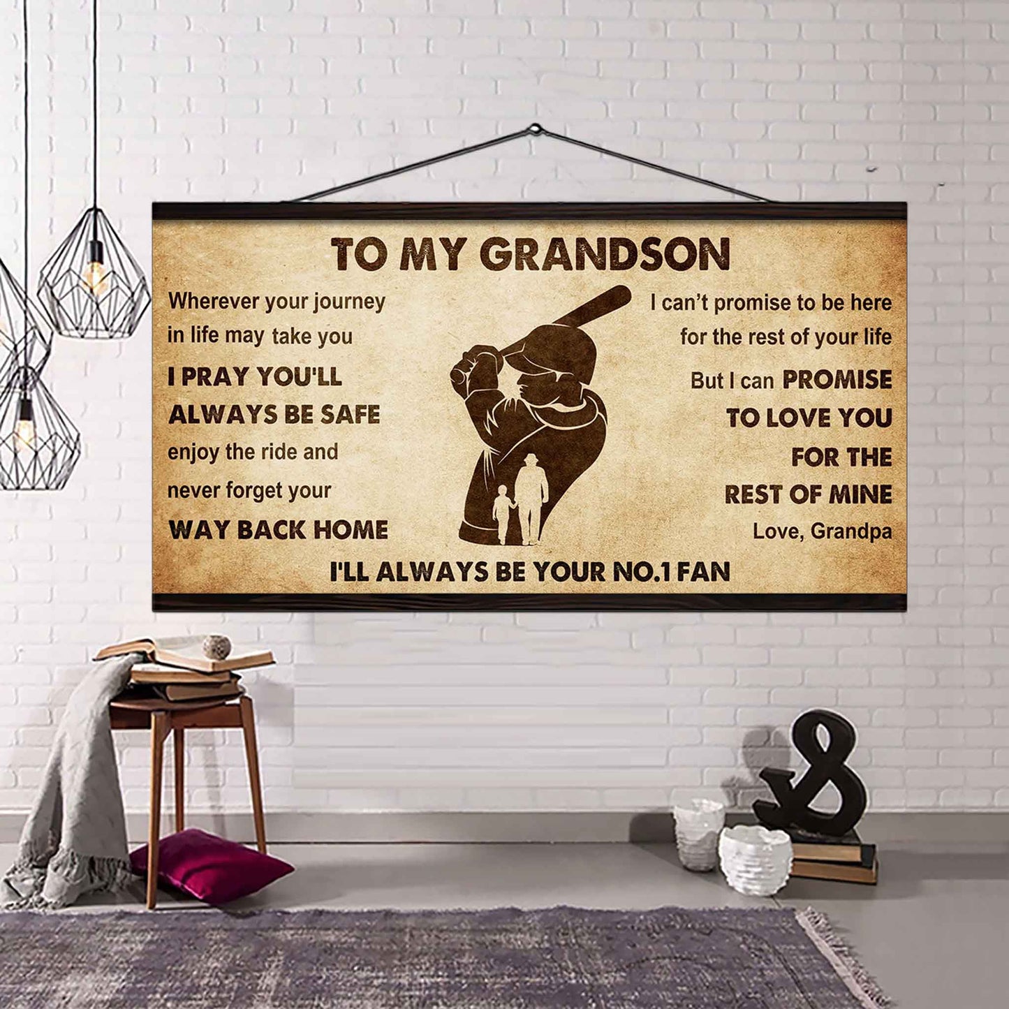 Personalized Sport Baseball Poster Canvas I'll Be Your No 1 Fan Grandpa To Grandson - Never Forget Your Way Back Home