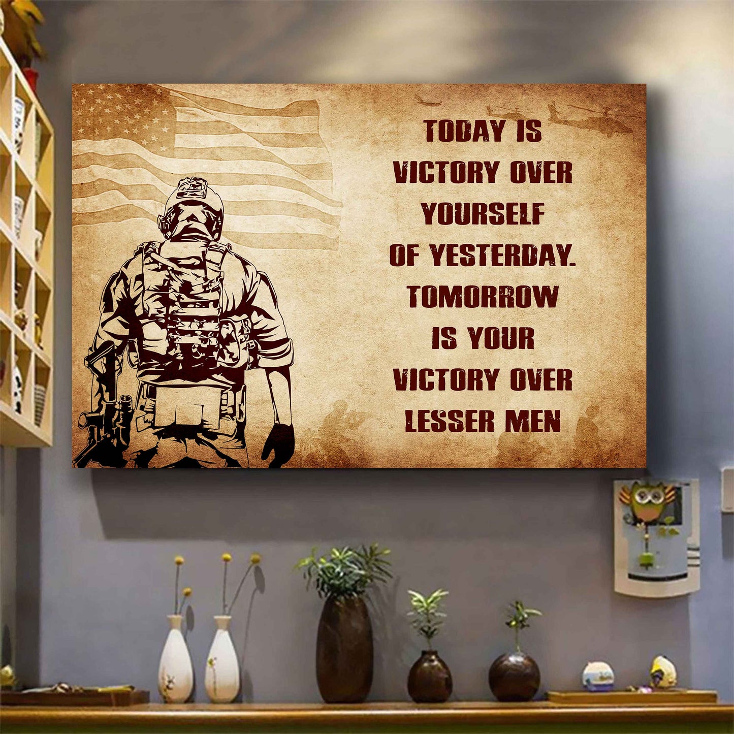 Spartan Poster Canvas Today Is Victory Over Yourself Of Yesterday Best Gift With Motivation Quotes