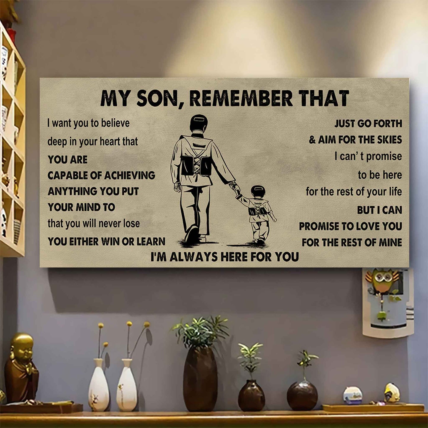 Personalized Sport Poster Canvas - My Son Remember That You Will Never Lose You Either Win Or Learn