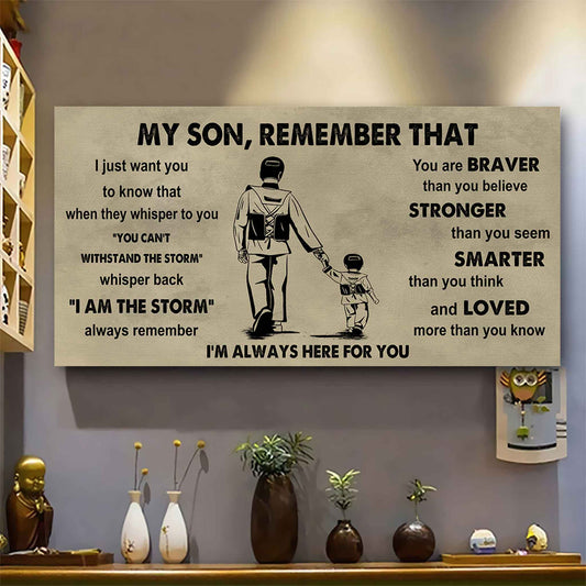 Personalized Sport Poster Canvas - My Son Remember That Whisper Back I Am The Storm