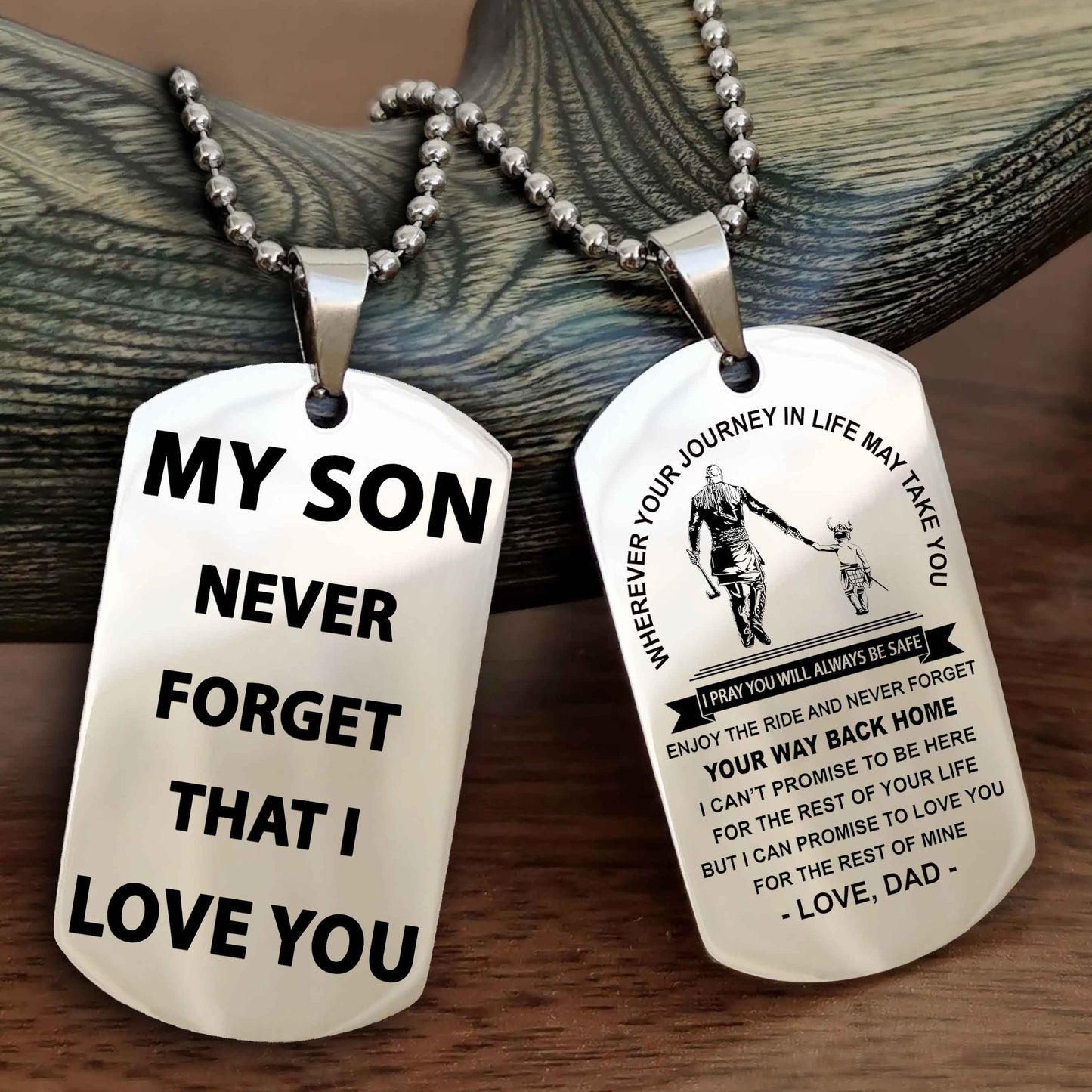 Knight Templar Double Sided Dog Tag To My Son Never Forget That I Love You - Gift For Son Never Forget Your Way Back Home