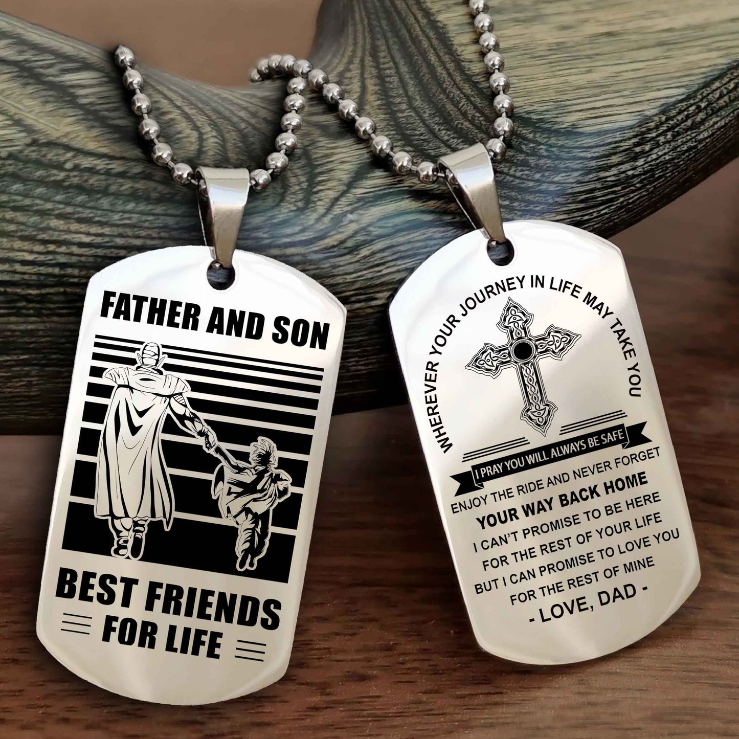 Knight Templar Cross Double Sided Dog Tag Father And Son Best Friend For Life - Gift For Son Never Forget Your Way Back Home