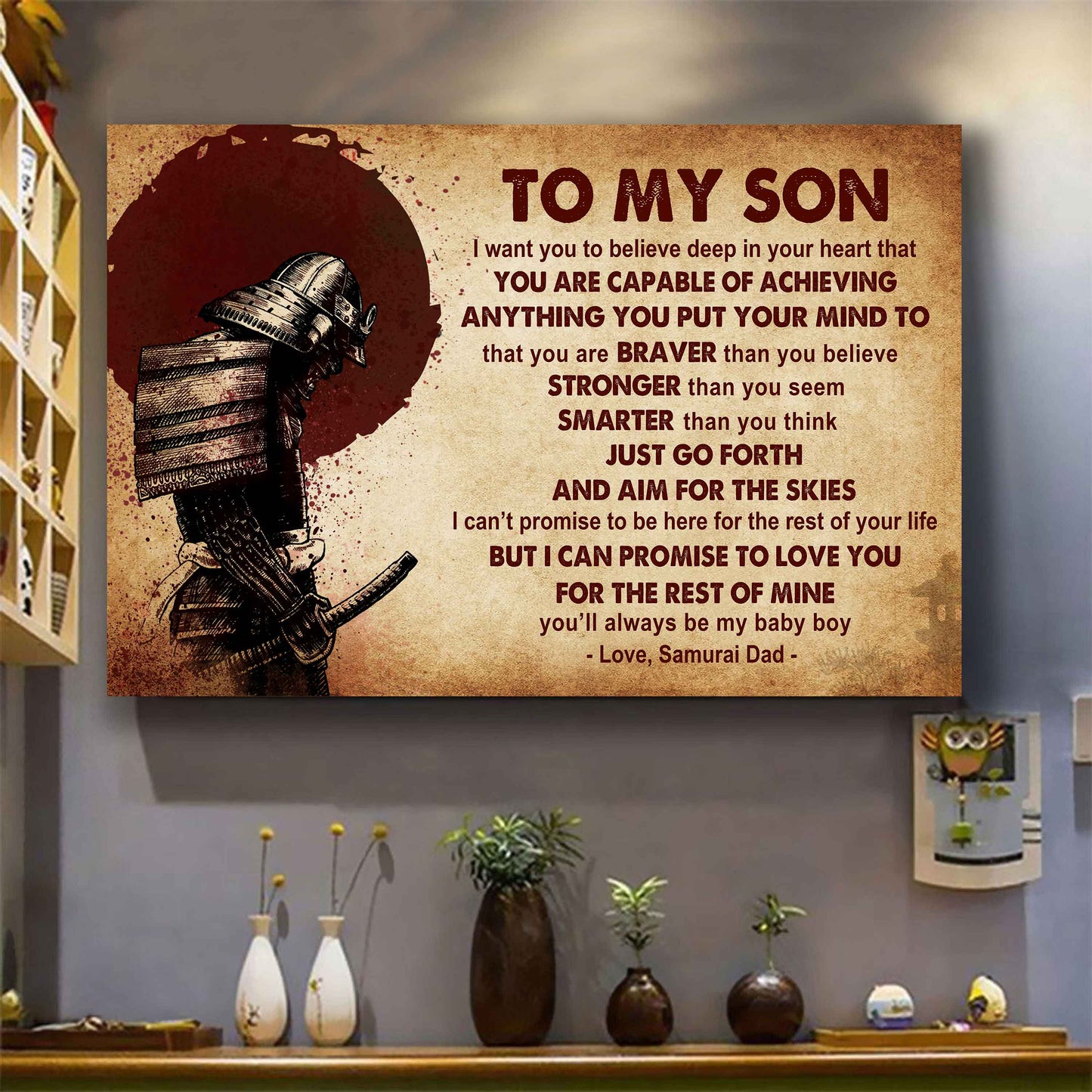 Spartan Poster Canvas Just Go Forth And Aim For The Skies From Dad To Son Gift For Your Son