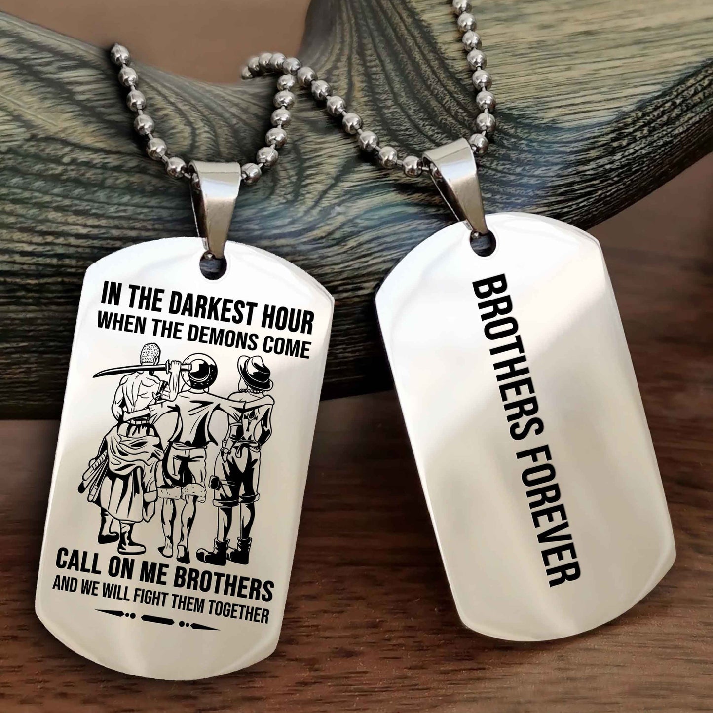Knight Templar Customizable engraved black dog tag double sided gift from brother, brother forevers