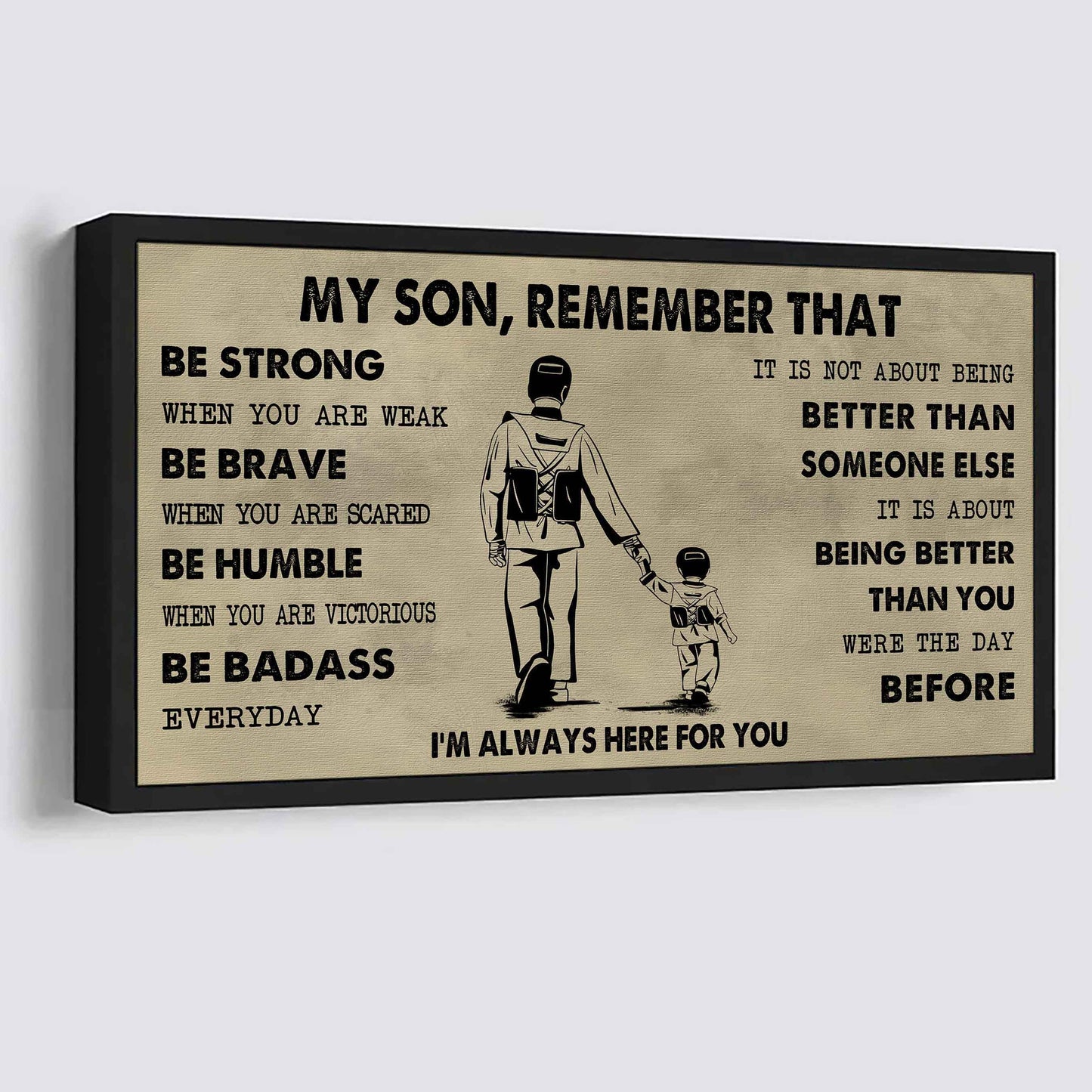 Personalized DRB Poster Canvas - My Son Remember That Be Strong When You Are Weak Be Badass Everyday