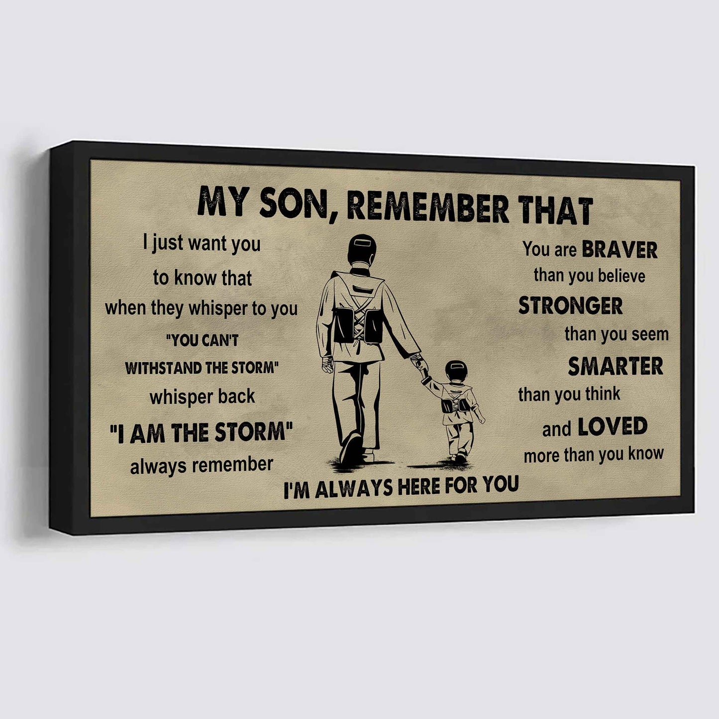 Personalized Sport Poster Canvas - My Son Remember That Whisper Back I Am The Storm