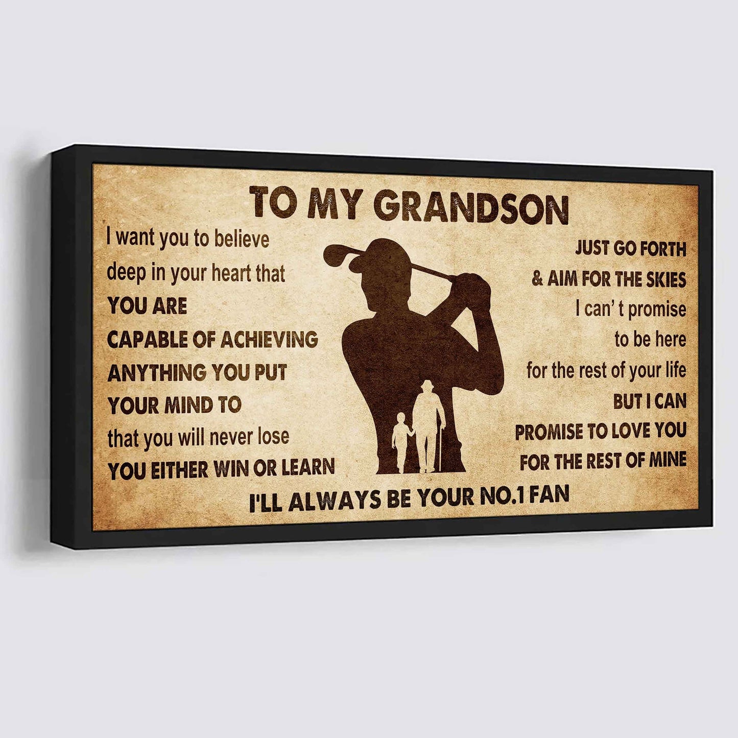 Personalized Sport Poster Canvas I'll Be Your No 1 Fan Grandpa To Grandson - You Will Never Lose You Either Win Or Learn