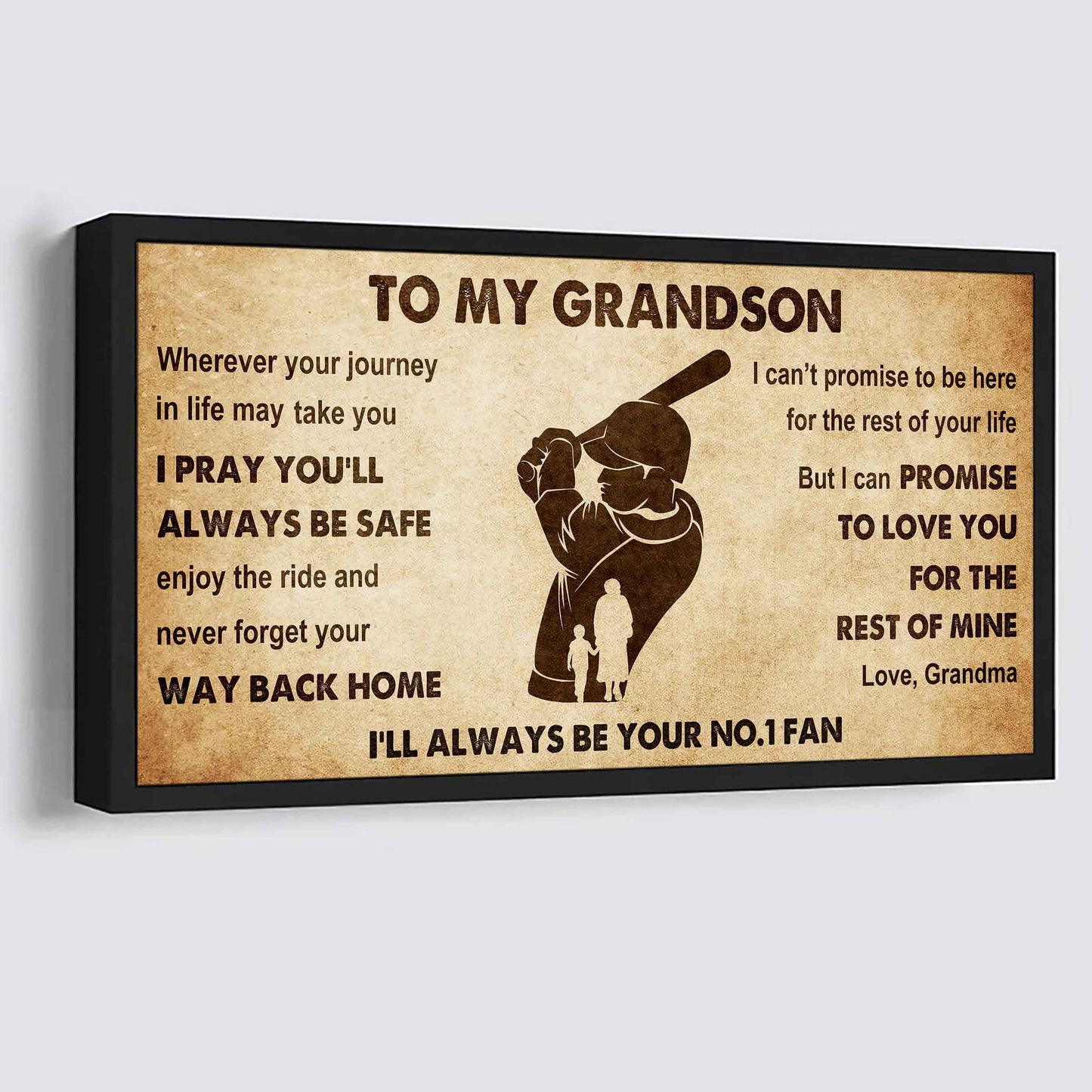 Personalized Sport Poster Canvas I'll Be Your No 1 Fan Grandma To Grandson - Never Forget Your Way Back Home