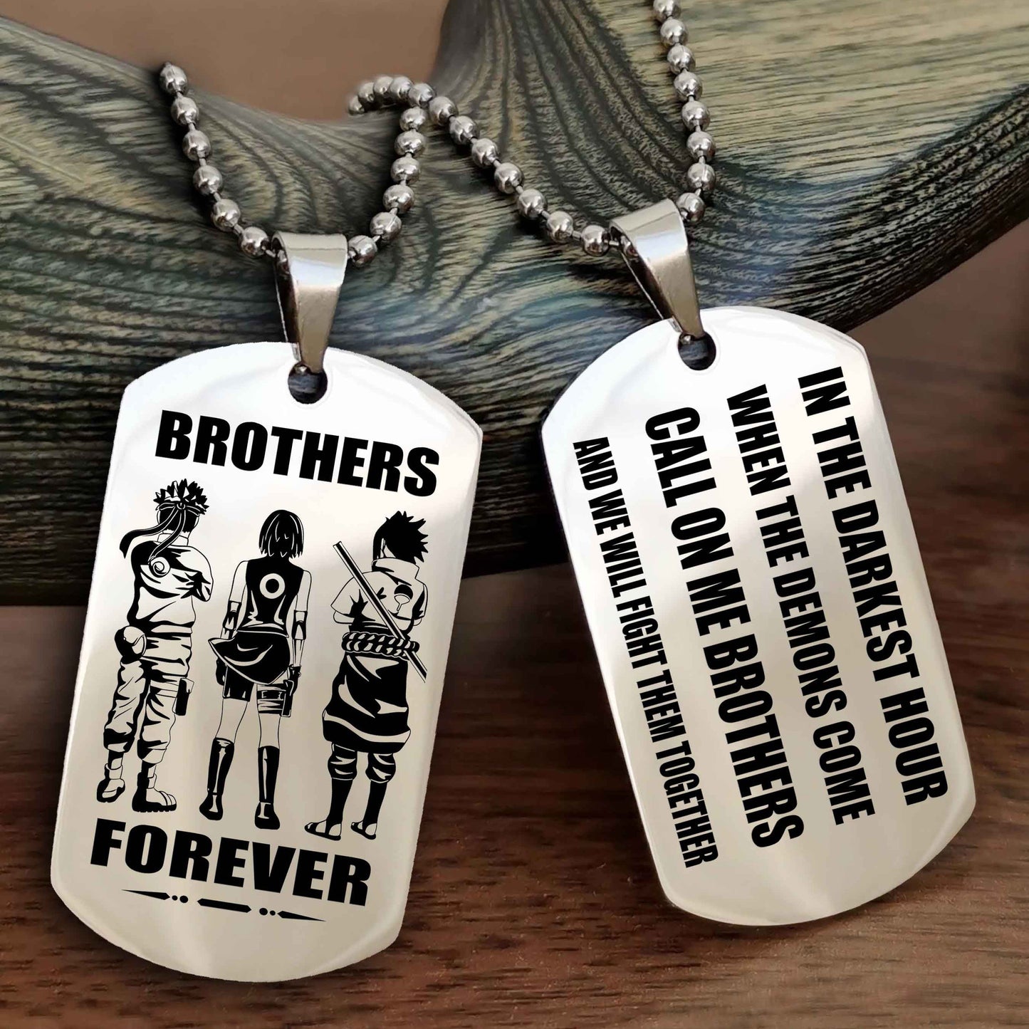 Biker Engraved Double Sided Dog Tag Call On Me Brother NAG Brothers Forever We Will Fight Them Together