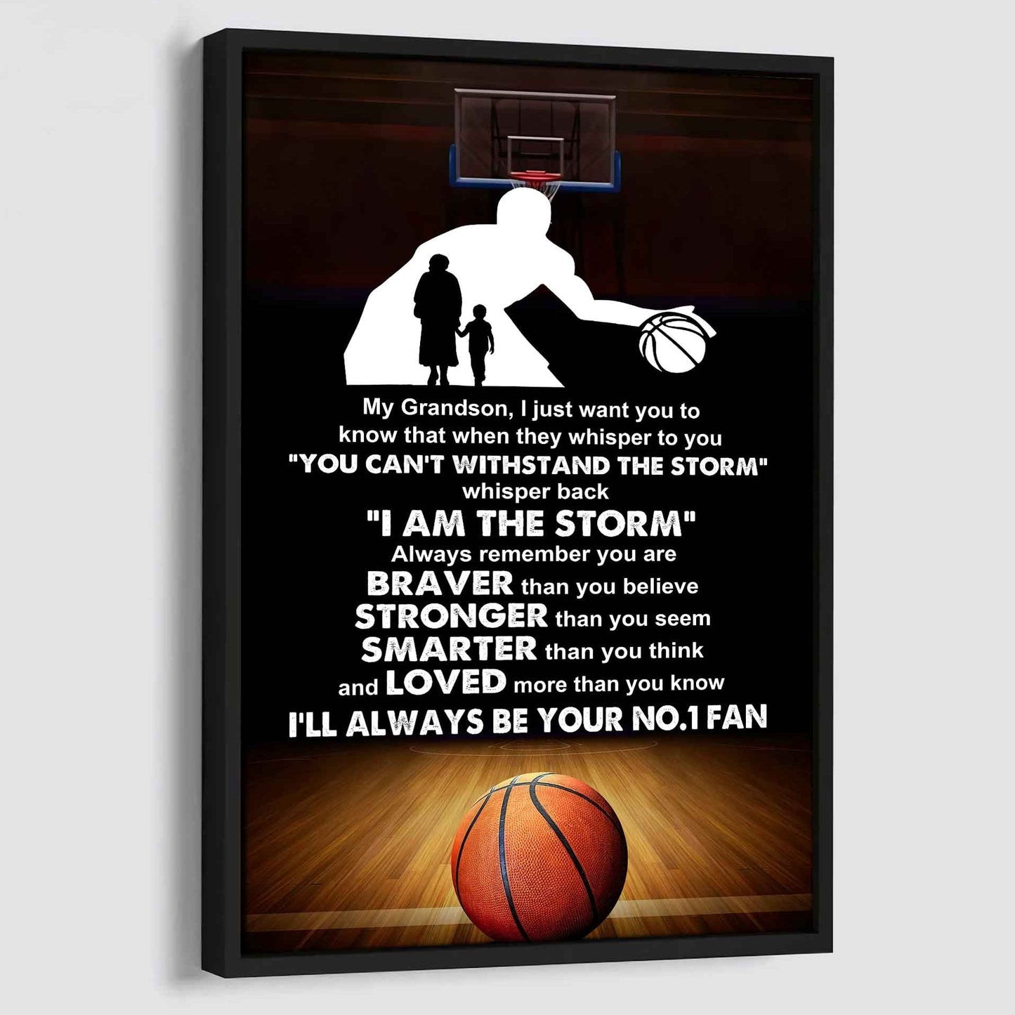 American Football Poster Canvas Grandma To Grandson - Whisper Back I Am The Storm I Will Always Your No 1 Fan