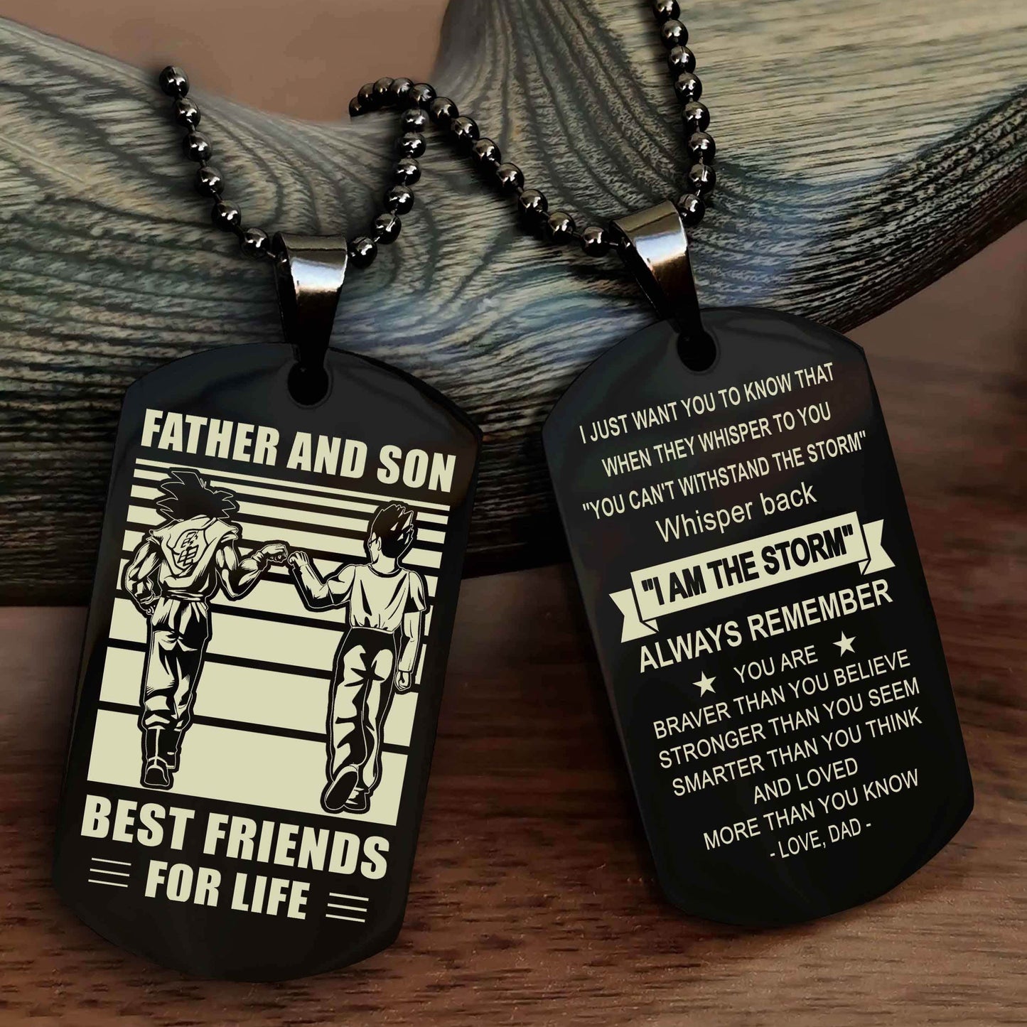 Knight Templar Personalized Double Sided Dog Tag Silver To My Son I Love You - Whisper Back I'm The Storm