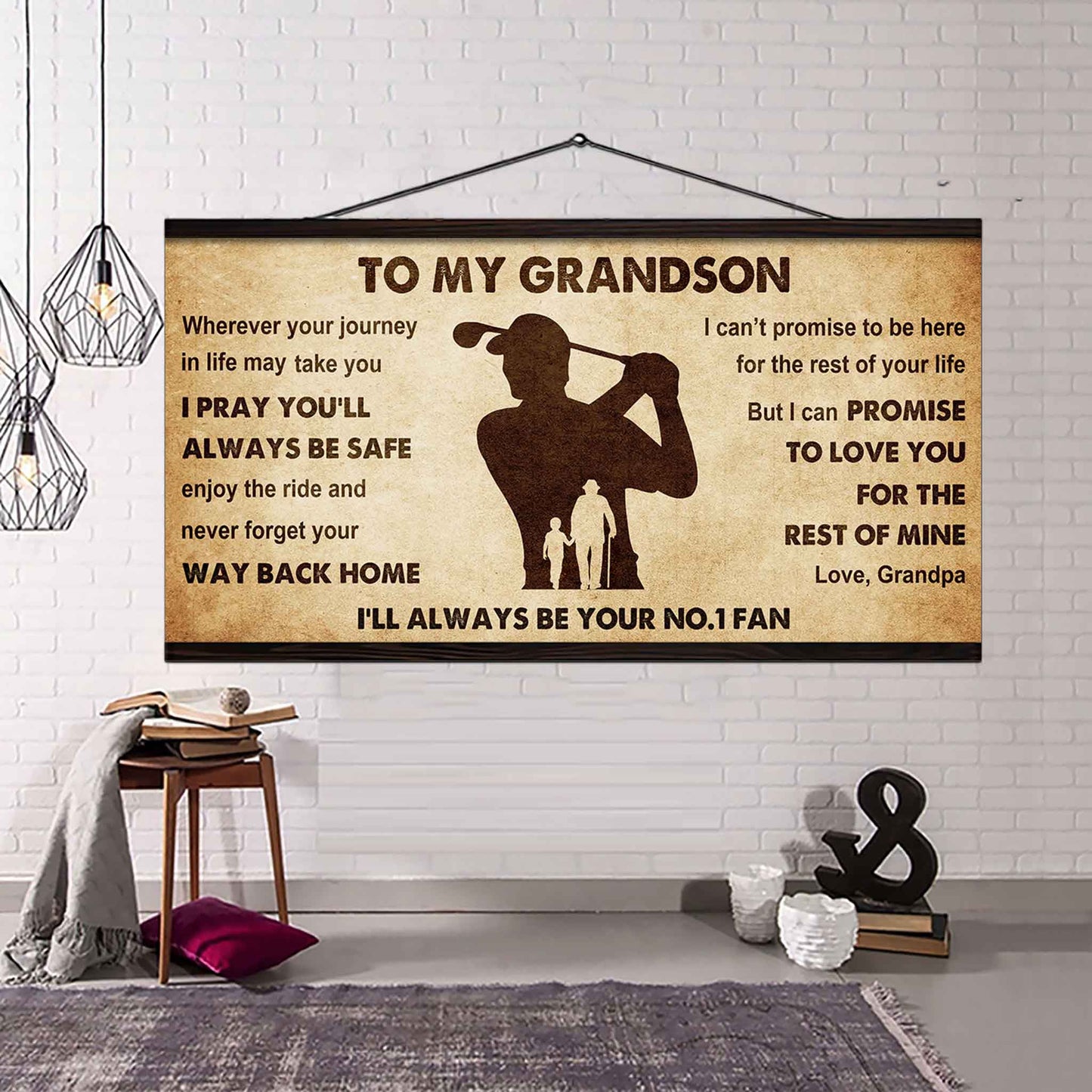 Personalized Sport Baseball Poster Canvas I'll Be Your No 1 Fan Grandpa To Grandson - Never Forget Your Way Back Home