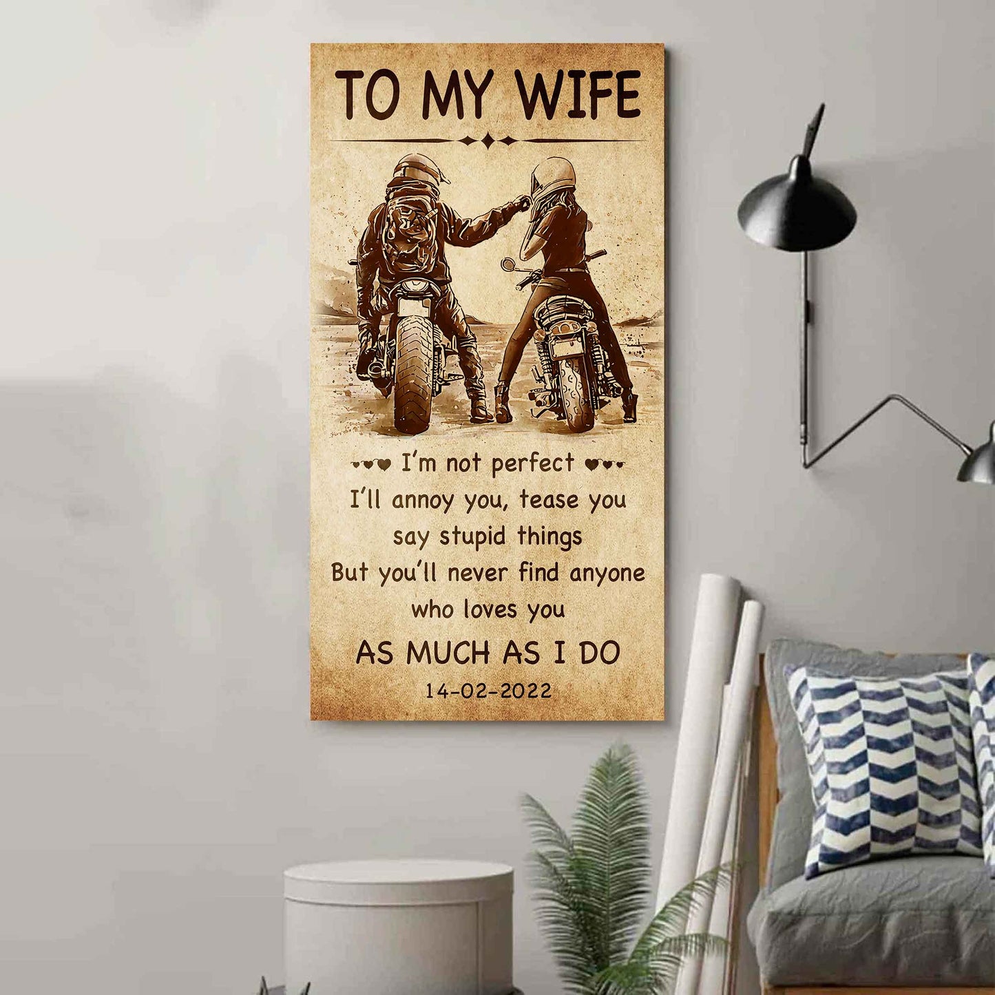 Biker Poster Canvas To My Wife - I Am Not Perfect