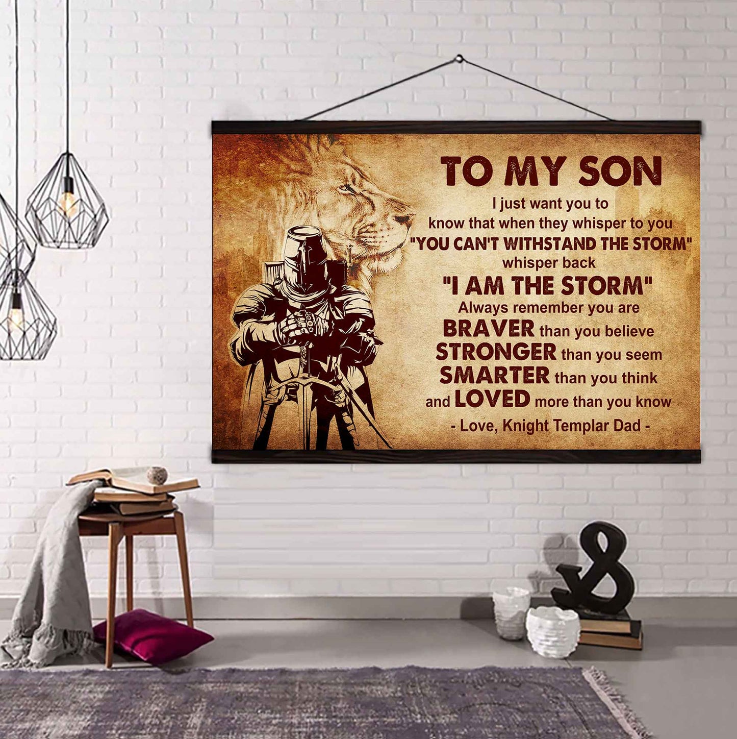 Spartan Poster Canvas Whisper Back I'm The Storm From Dad To Son Gift For Your Son