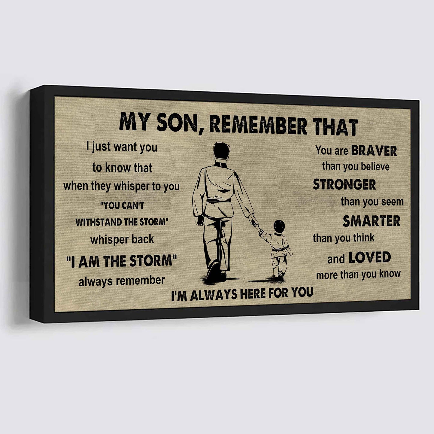 Personalized Sport Poster Canvas - My Son Remember That Whisper Back I Am The Storm
