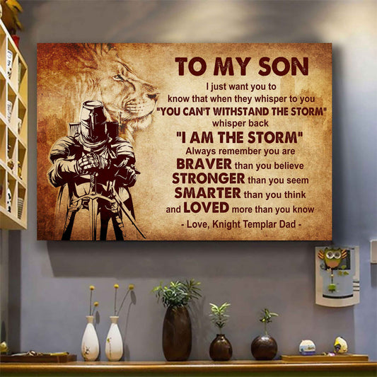 Knight Templar Poster Canvas Whisper Back I'm The Storm From Dad To Son Gift For Your Son