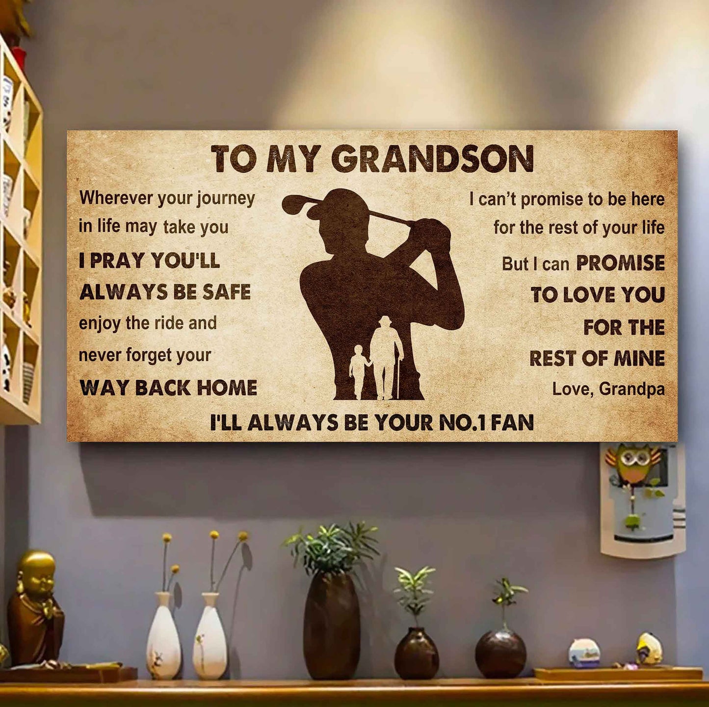 Personalized Sport Baseball Poster Canvas I'll Be Your No 1 Fan Grandpa To Grandson - Never Forget Your Way Back Home