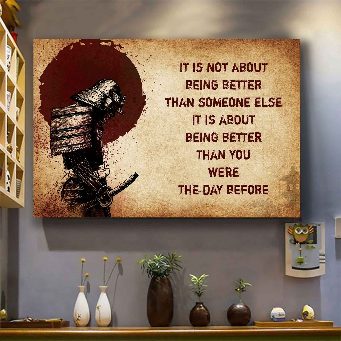 Knight Templar Poster Canvas It's Not About Being Better Than Someone Else Best Gifts Motivation Quotes