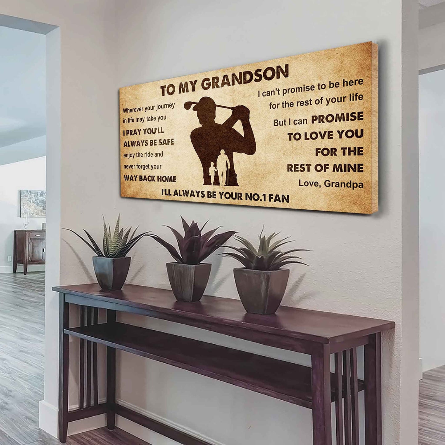 Personalized Sport Baseball Poster Canvas I'll Be Your No 1 Fan Grandpa To Grandson - Never Forget Your Way Back Home