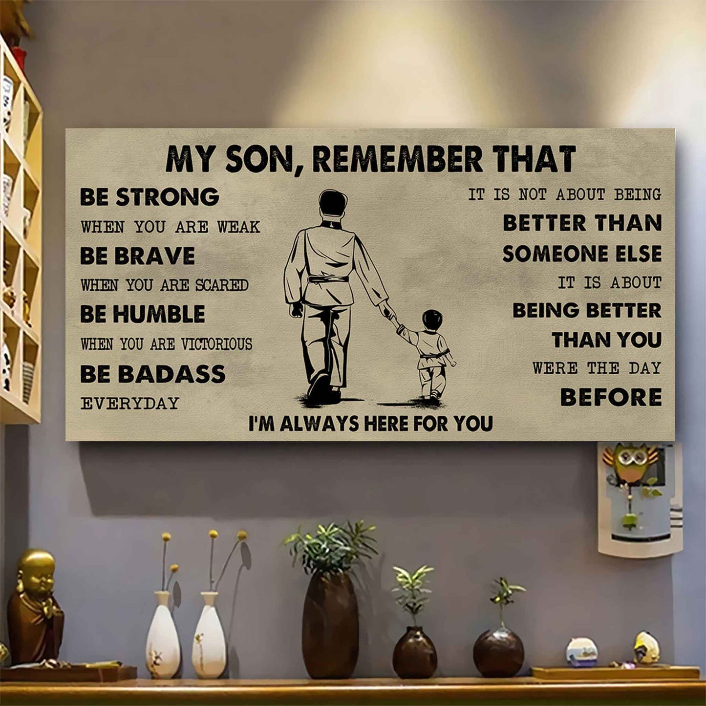Personalized DRB Poster Canvas - My Son Remember That Be Strong When You Are Weak Be Badass Everyday