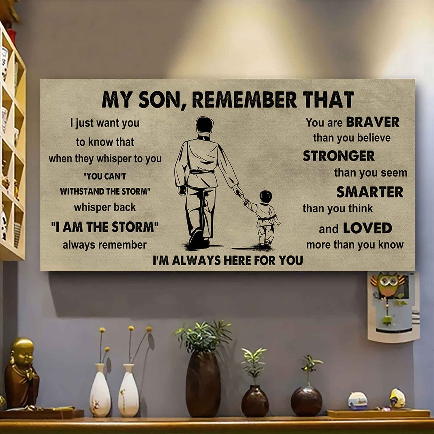 Personalized Sport Poster Canvas - My Son Remember That Whisper Back I Am The Storm