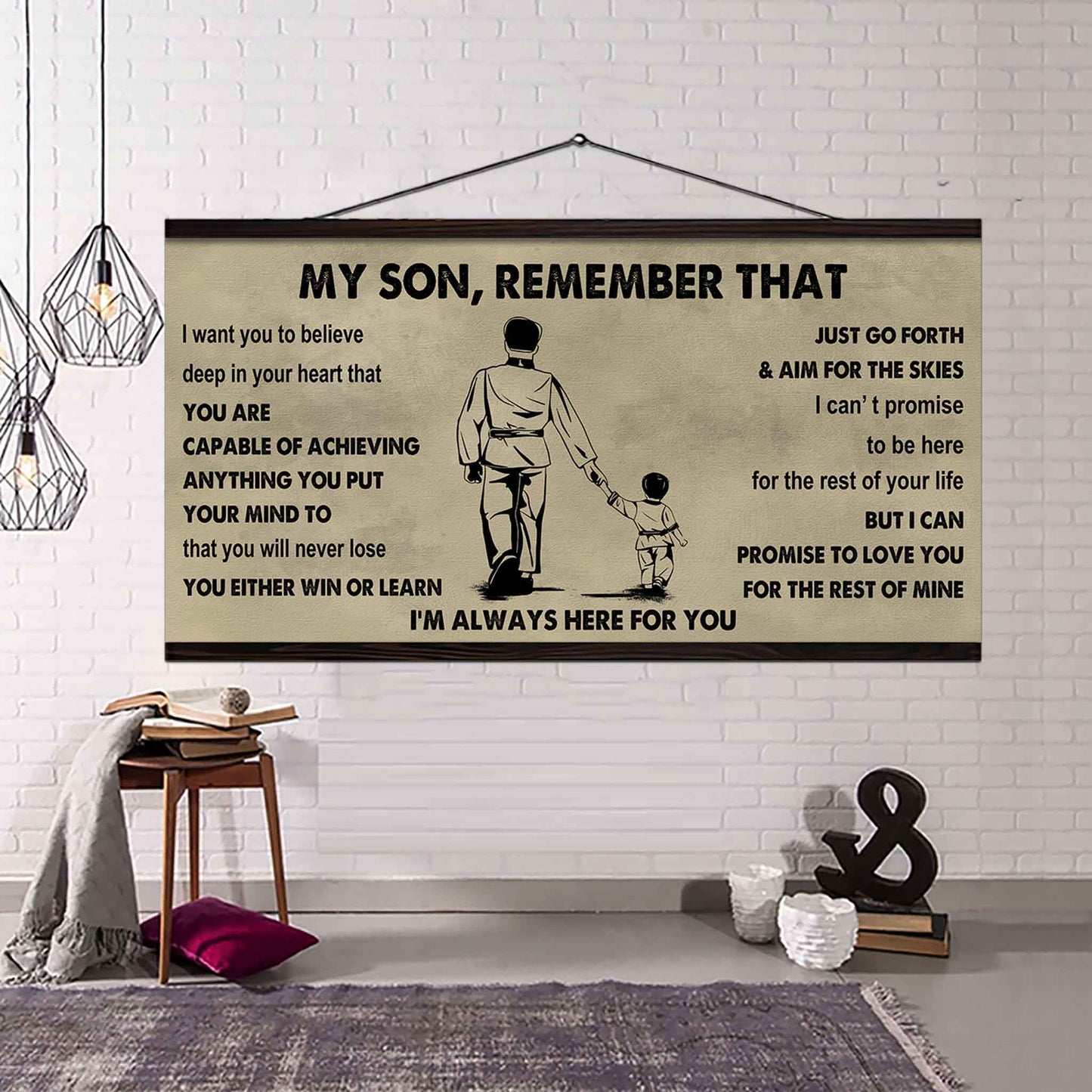 Personalized Sport Poster Canvas - My Son Remember That You Will Never Lose You Either Win Or Learn