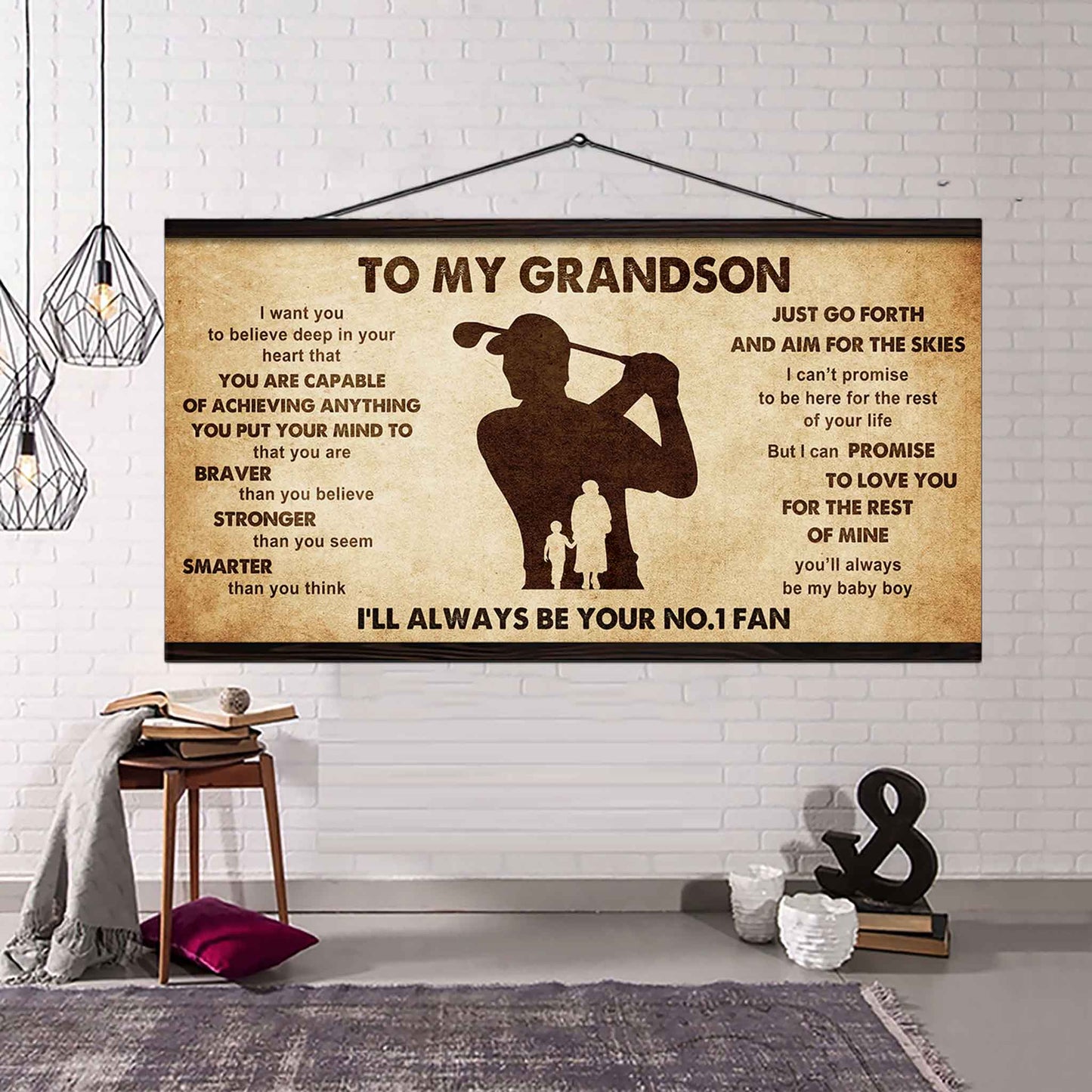 Personalized Sport Baseball Poster Canvas I'll Be Your No 1 Fan Grandma To Grandson - That You Are Braver Than You Believe Just Go Forth