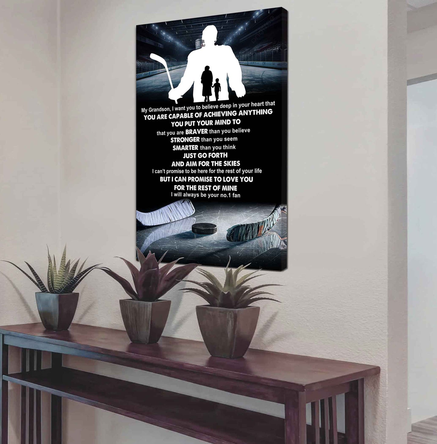 American Football Poster Canvas Grandma To Grandson - That You Are Braver Than You Believe You Are Capable Of I Will Always Your No 1 Fan