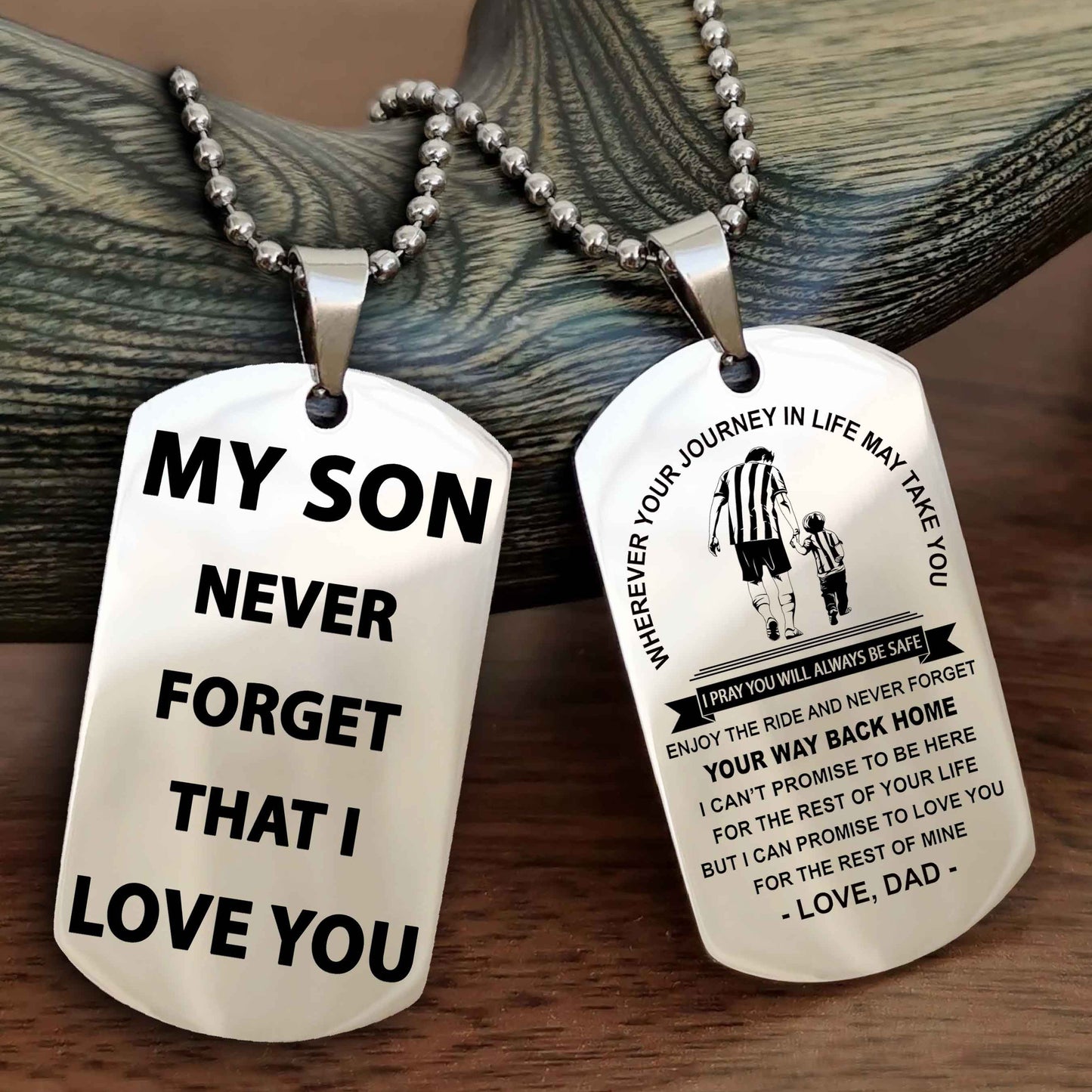 Knight Templar Double Sided Dog Tag To My Son Never Forget That I Love You - Gift For Son Never Forget Your Way Back Home