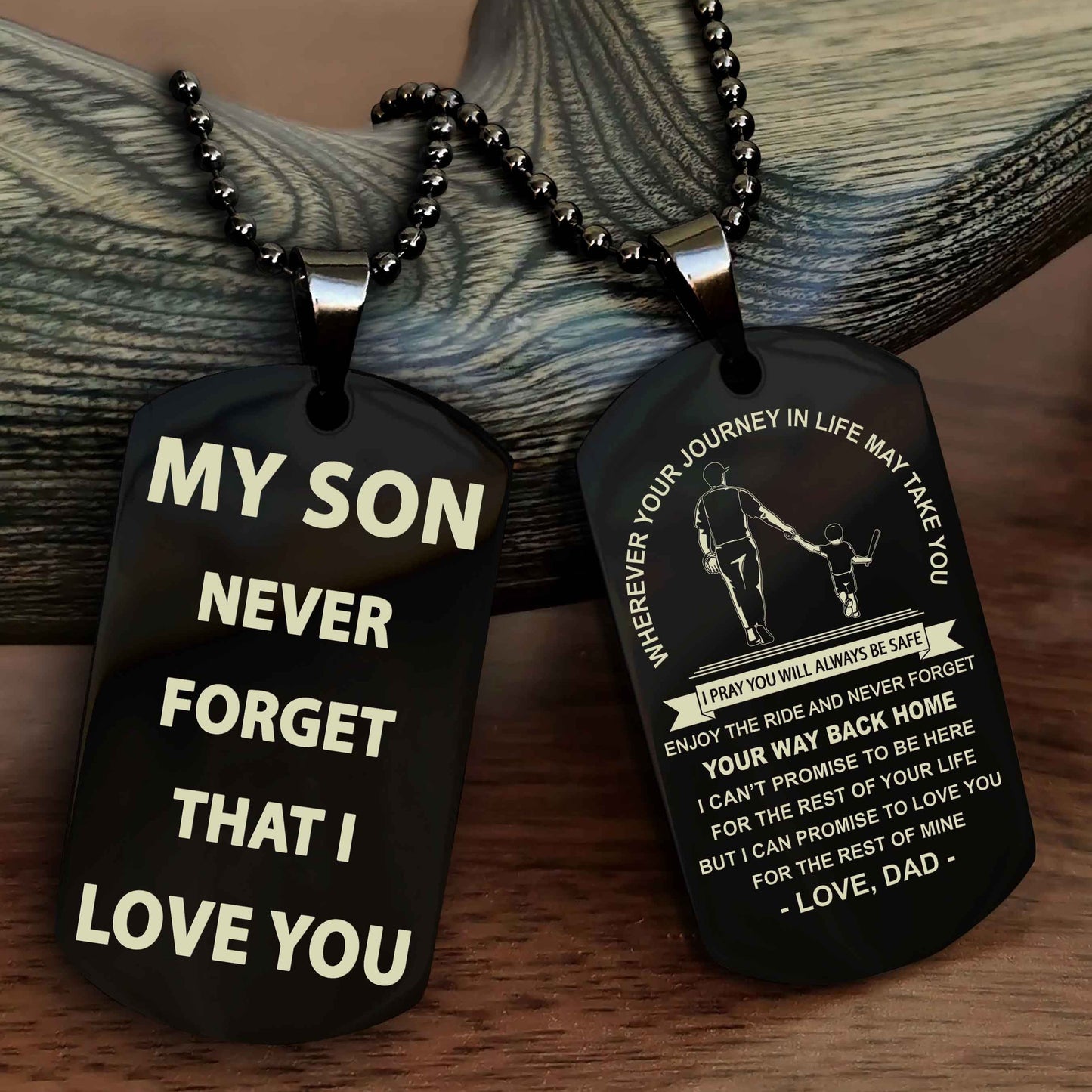 Knight Templar Double Sided Dog Tag To My Son Never Forget That I Love You - Gift For Son Never Forget Your Way Back Home