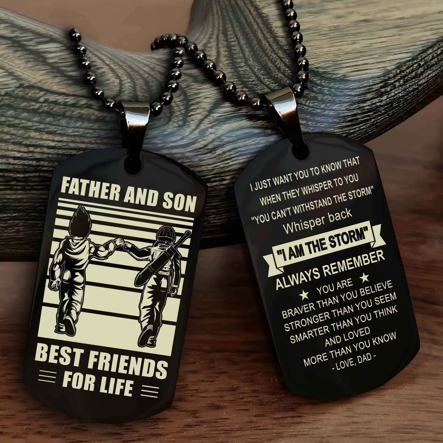 Knight Templar Personalized Double Sided Dog Tag Silver To My Son I Love You - Whisper Back I'm The Storm