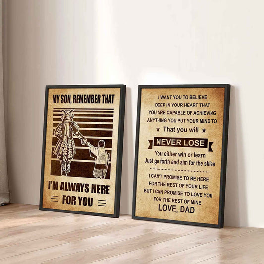 Combo 2 DRB Poster Canvas My Son Remember That - You Will Never Lose You Either Win Or Learn